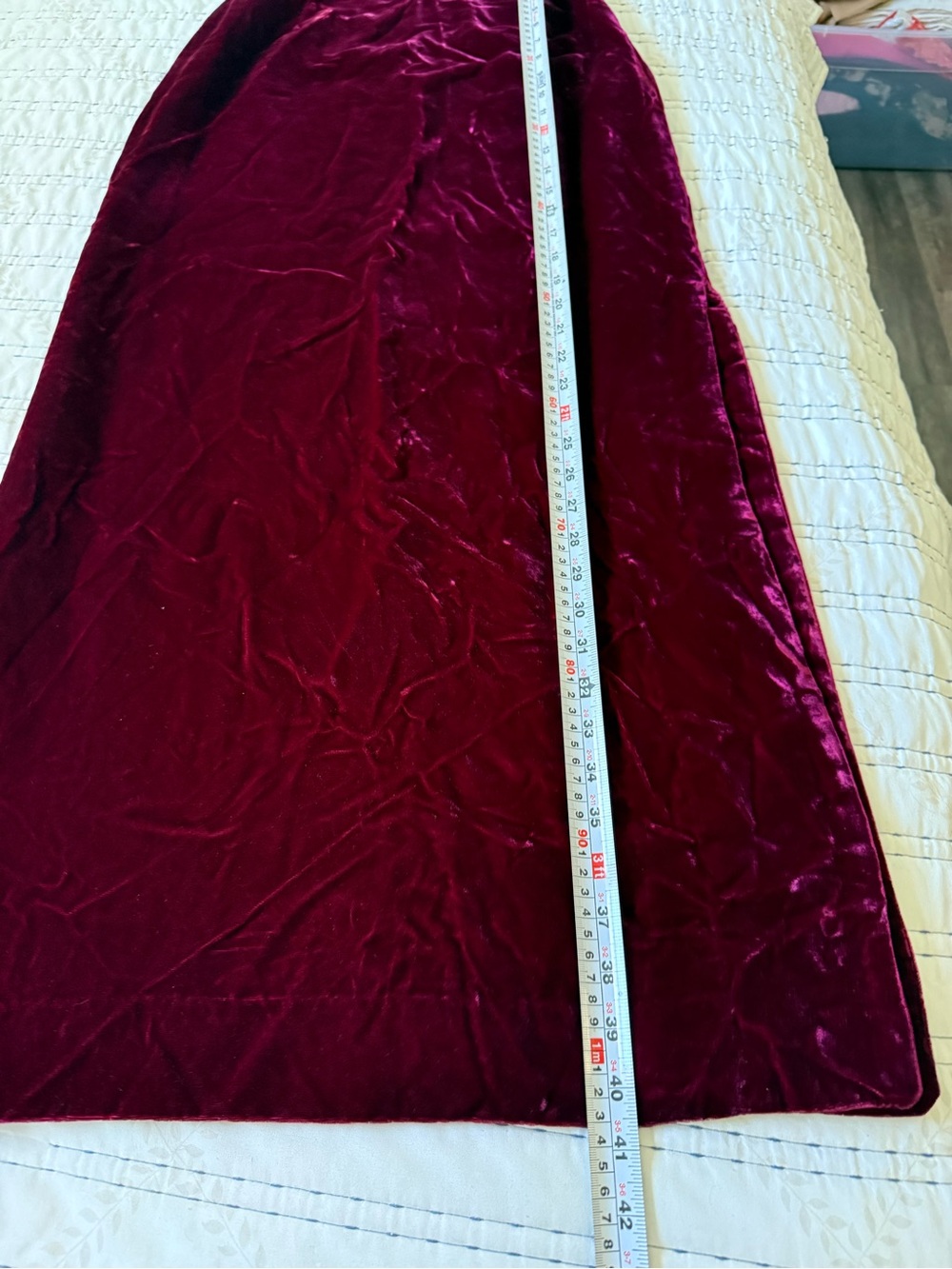 Vintage Alex Colman Burgundy Velvet Maxi Skirt Side Slit Whimsy Goth Y2K Size XS - Picture 7 of 9